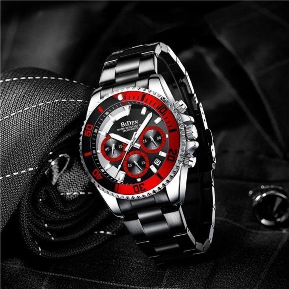 Mens RedBlack Chronograph Watch